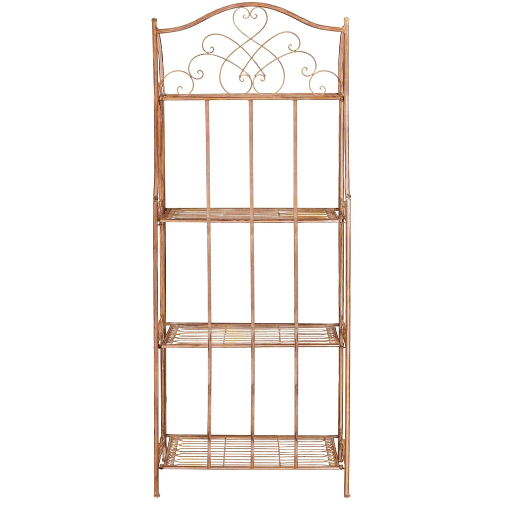 SAFAVIEH Bryn Étagère de boulanger d'extérieur victorienne en fer forgé à 4 niveaux - 63,5 cm l x 38,1 cm P x 160 cm H - 25L x 15P x 63H