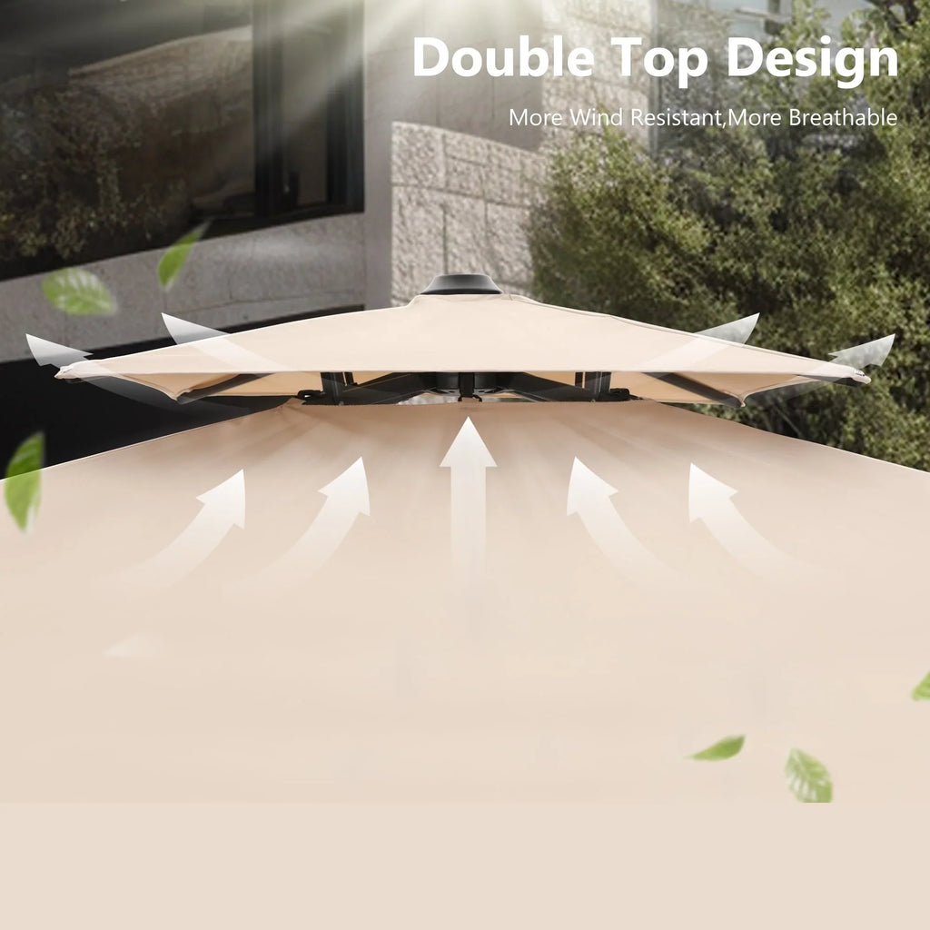 MAISON ARTS Parasol déporté hydraulique automatique 3,6 m avec mât en aluminium et rotation à 360 degrés