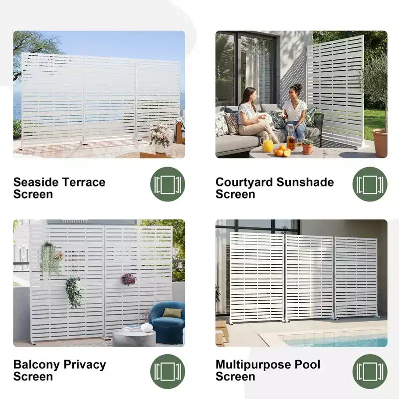 MAYEERTY 72x47 Écran de confidentialité extérieur naturel blanc, séparateur pliable naturel en 6 pièces pour jardin et cour arrière