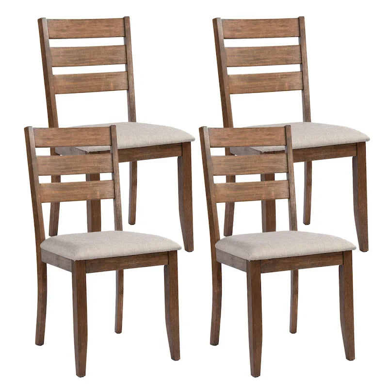 Lot de 4 chaises de salle à manger en bois à dossier à lattes