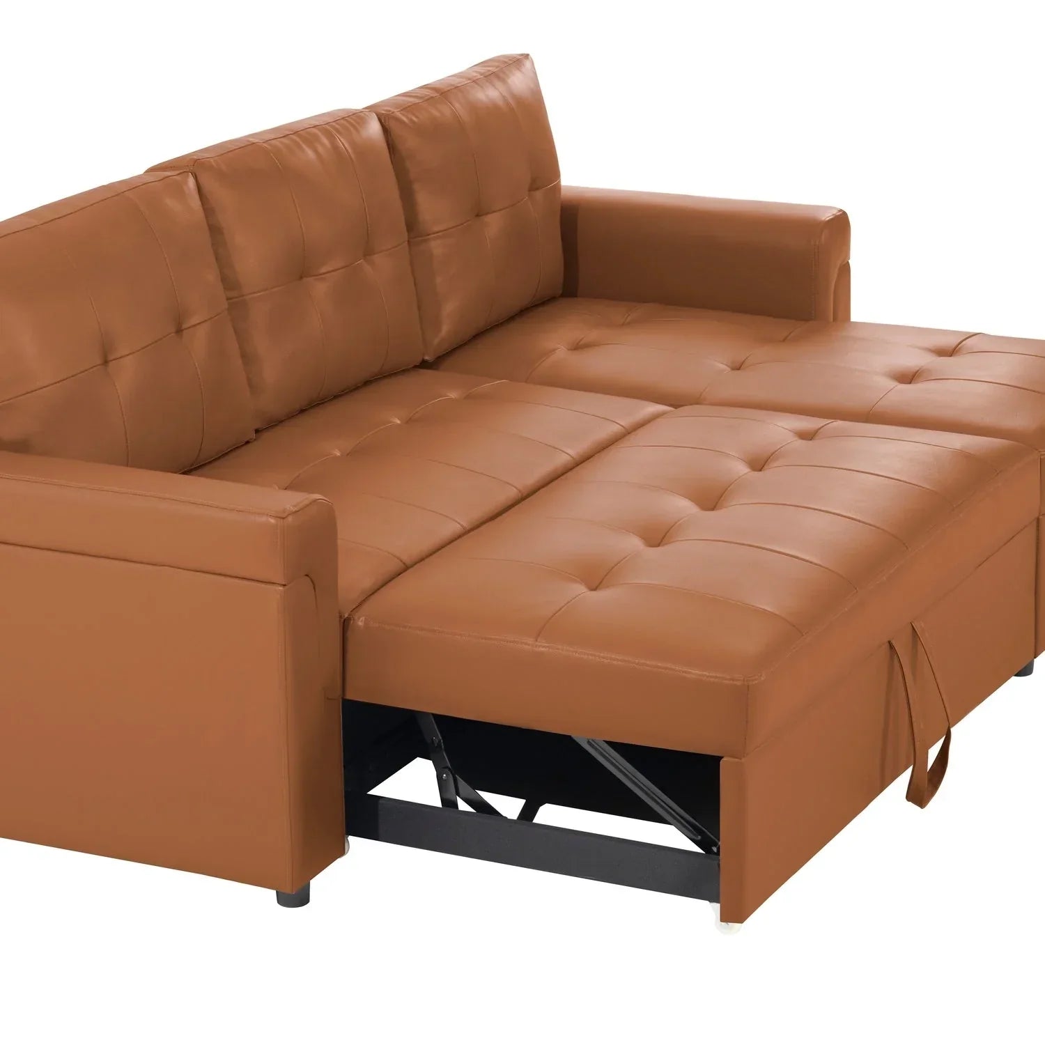 Canapé d'angle réversible convertible avec lit gigogne, méridienne de rangement et pieds durables