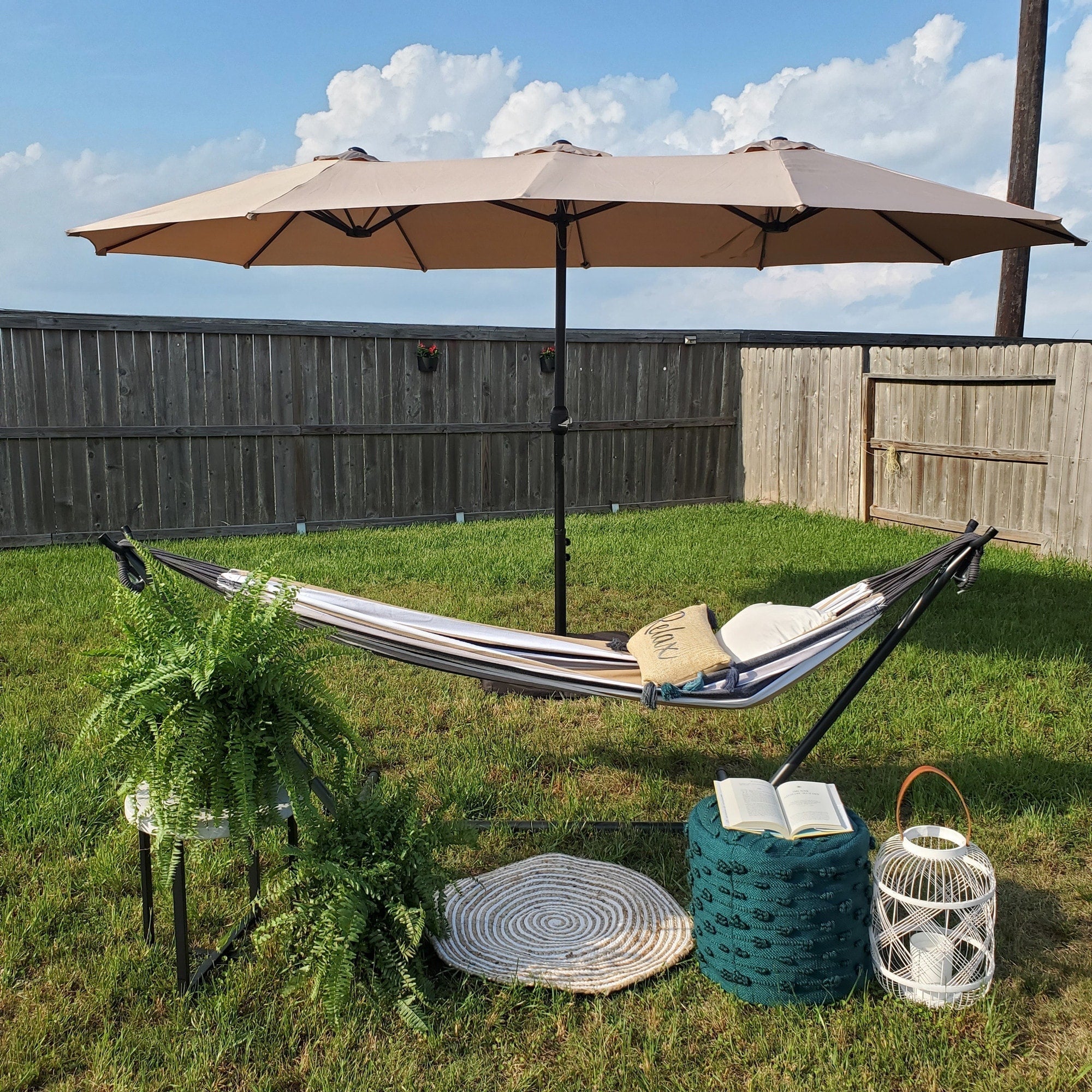 MAISON ARTS Grand Parasol Double Face de 4,5 m avec Base Incluse pour Patio