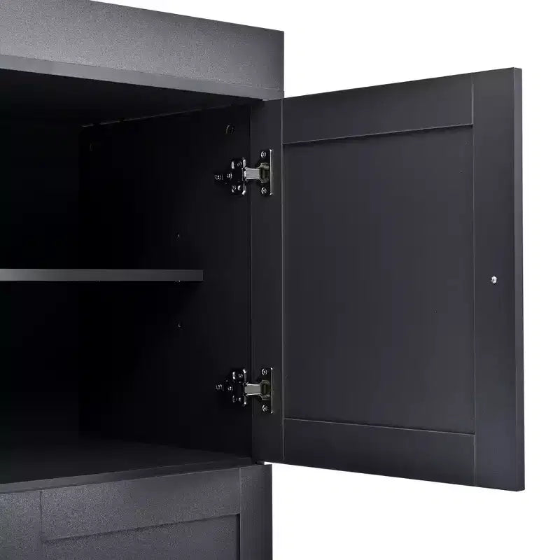 Garde-manger de cuisine autoportant 77H, armoire de rangement de style ferme avec étagères réglables, étagères de porte, tiroirs et casiers à vin - ModernLuxe