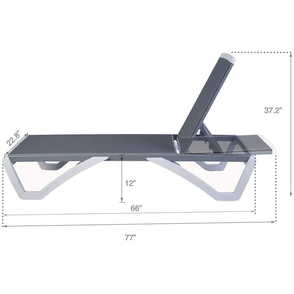 Kozyard Alan Chaise longue de patio inclinable et réglable, entièrement plate, en aluminium et résine de polypropylène
