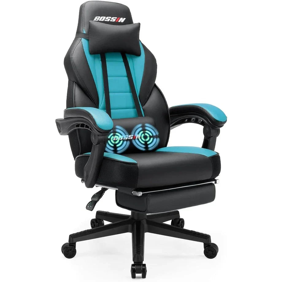 Chaise de jeu style course BOSSIN, fauteuil gamer grande taille 300 lb, chaise d'ordinateur à dossier haut