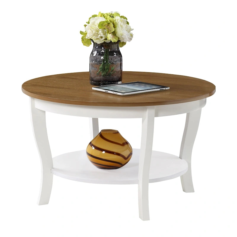 Table basse ronde avec étagère American Heritage de Convenience Concepts