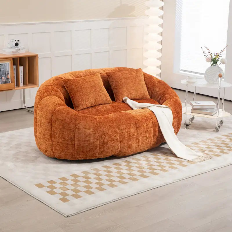 GDFStudio - Canapé paresseux 2 places en chenille Laurel avec mousse haute densité et confort surdimensionné