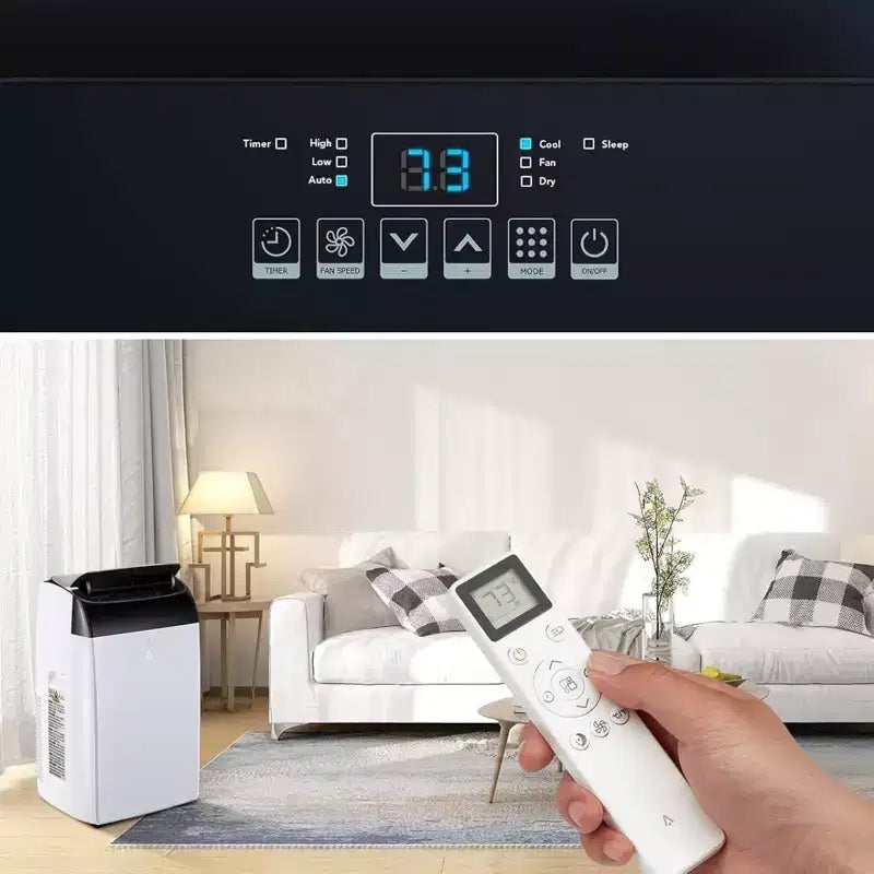 Climatiseur GustoWave 14000 BTU avec télécommande, unité de climatisation portable pour pièces jusqu'à 70 m², blanc/noir