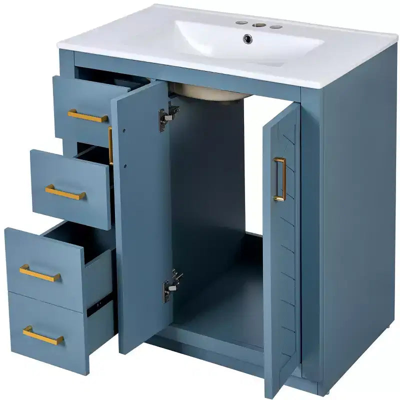 Meuble-lavabo simple de 30 po avec armoire et 3 tiroirs – Noir / Bleu / Vert / Indigo / Blanc