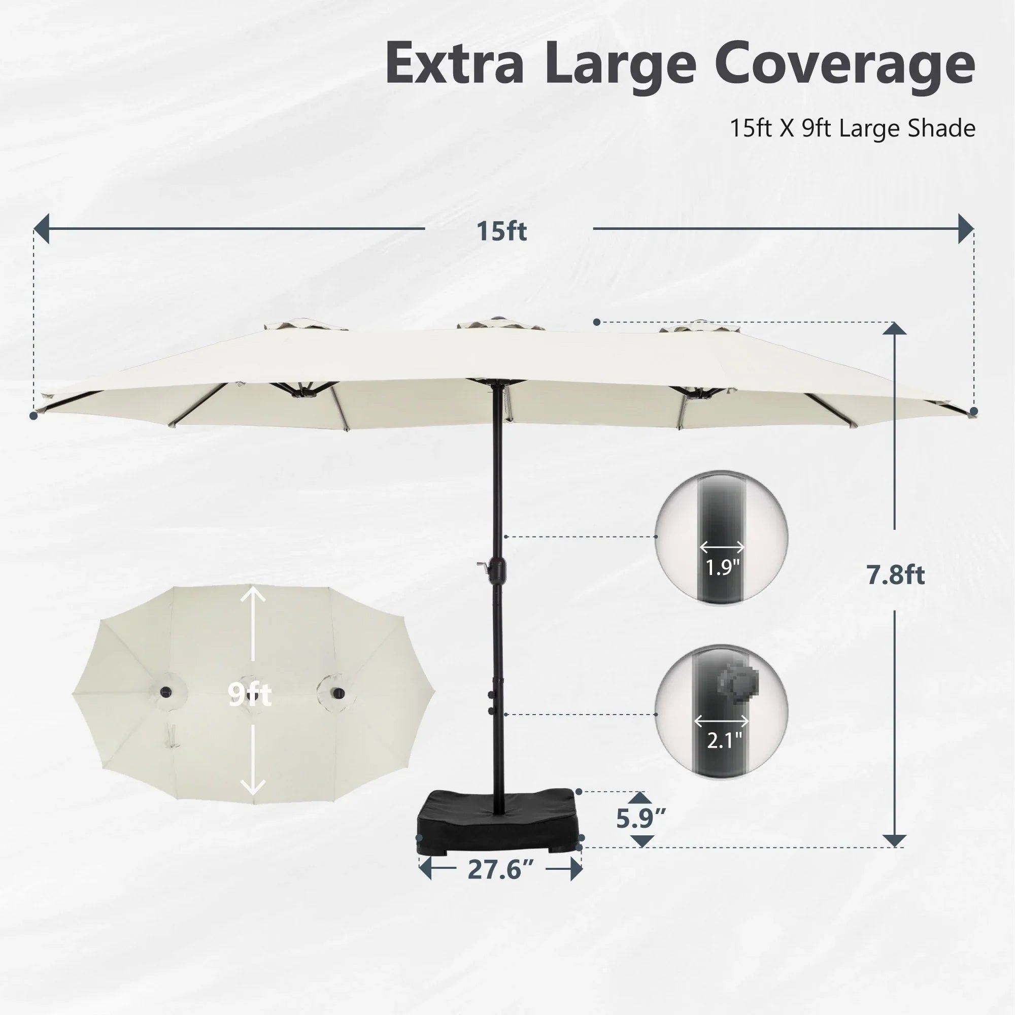 MAISON ARTS Grand Parasol Double Face de 4,5 m avec Base Incluse pour Patio