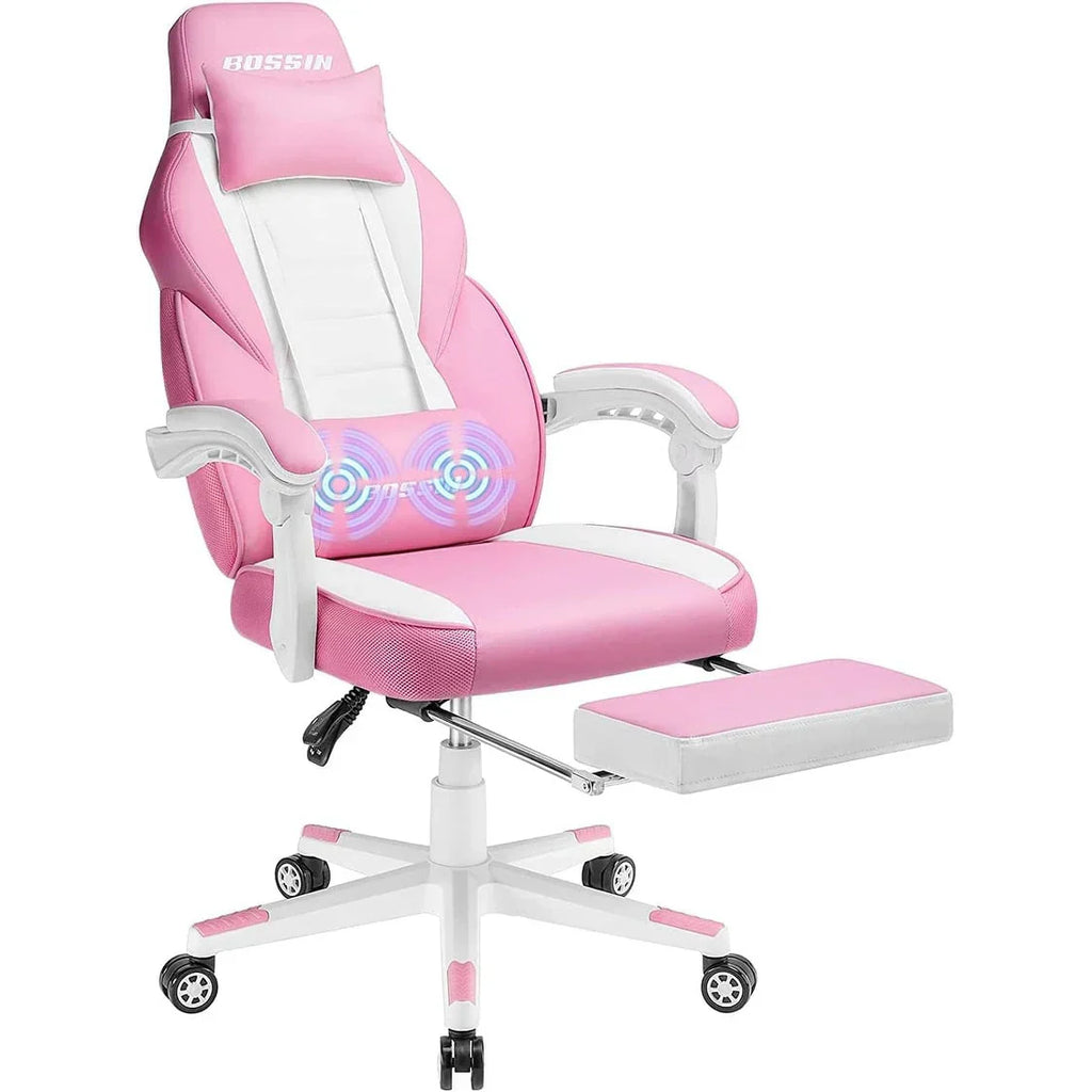 Chaise de jeu style course BOSSIN, fauteuil gamer grande taille 300 lb, chaise d'ordinateur à dossier haut