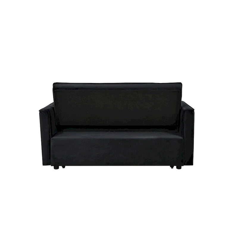 Causeuse futon moderne en velours avec dossier inclinable et poches, 2 places ??Gris foncé / Gris clair / Bleu / Noir