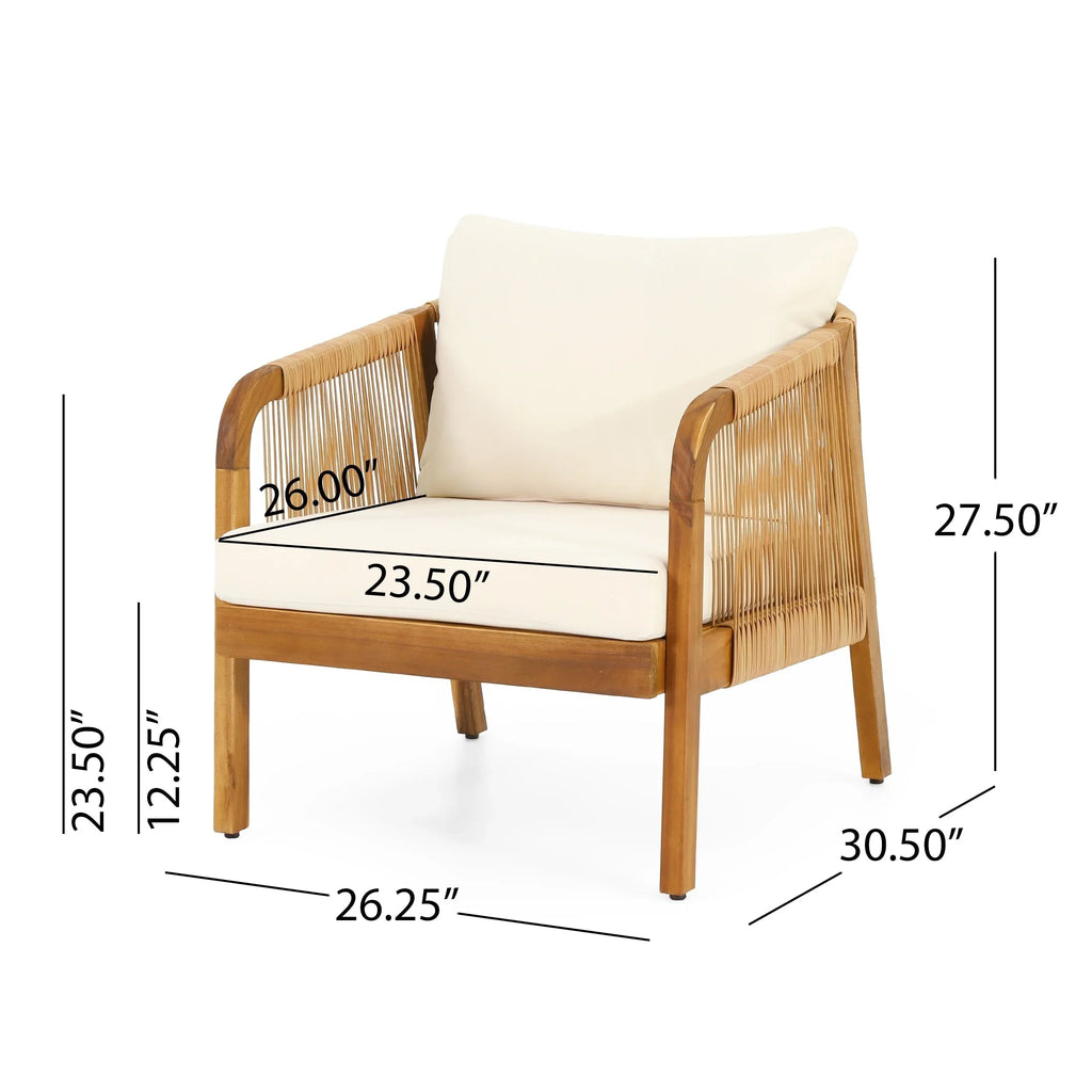 Ensemble de fauteuils de club en bois d'acacia et osier Jabe Outdoor de Christopher Knight Home