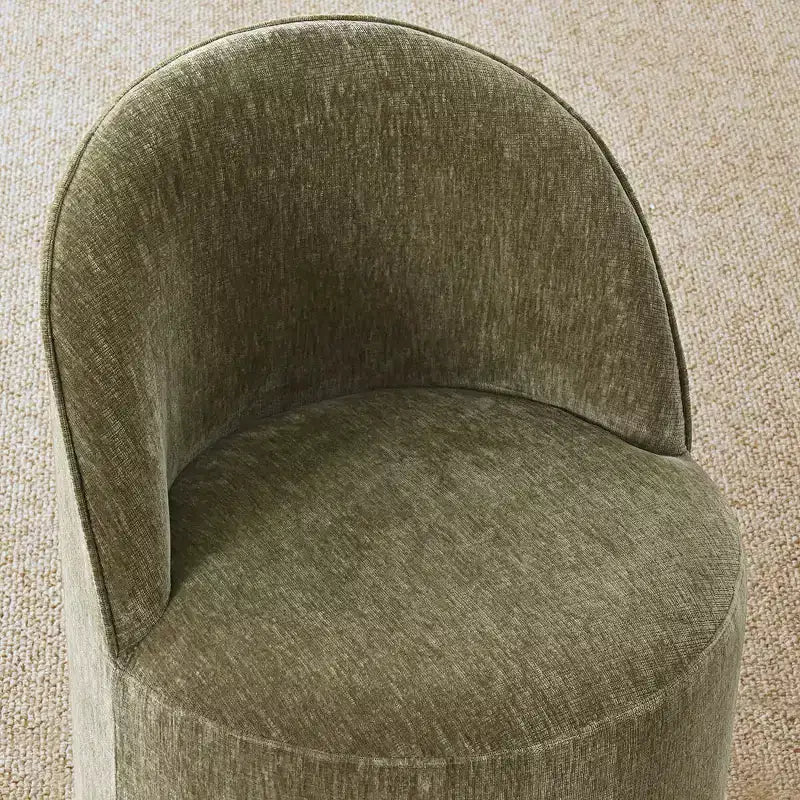 Ensemble de salle à manger moderne pour 6 personnes, table à manger ronde avec pied central, chaises de salle à manger pivotantes à roulettes, tissu chenille texturé - Panipeachy