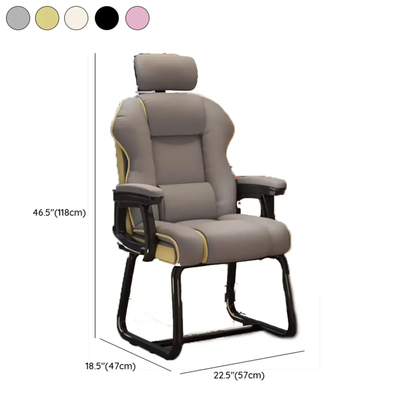 Fauteuil de direction ergonomique en cuir jaune à dossier haut