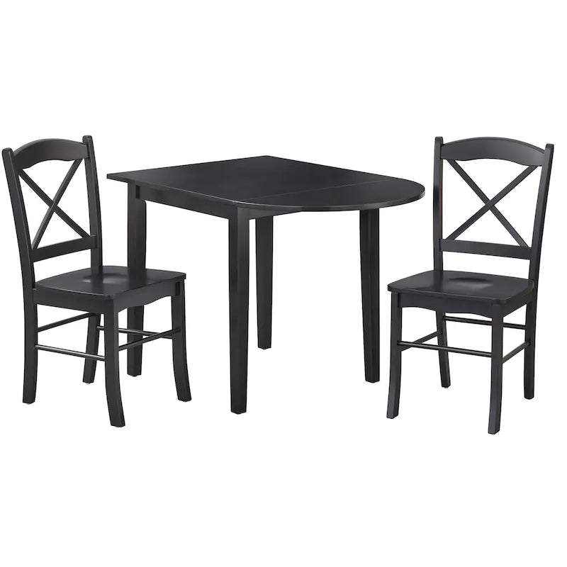 Ensemble de salle à manger 3 pièces avec table à rallonges style cottage rustique