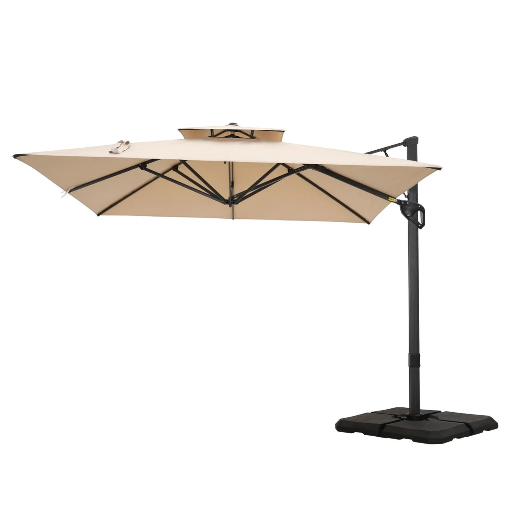 MAISON ARTS Parasol déporté hydraulique automatique 3,6 m avec mât en aluminium et rotation à 360 degrés