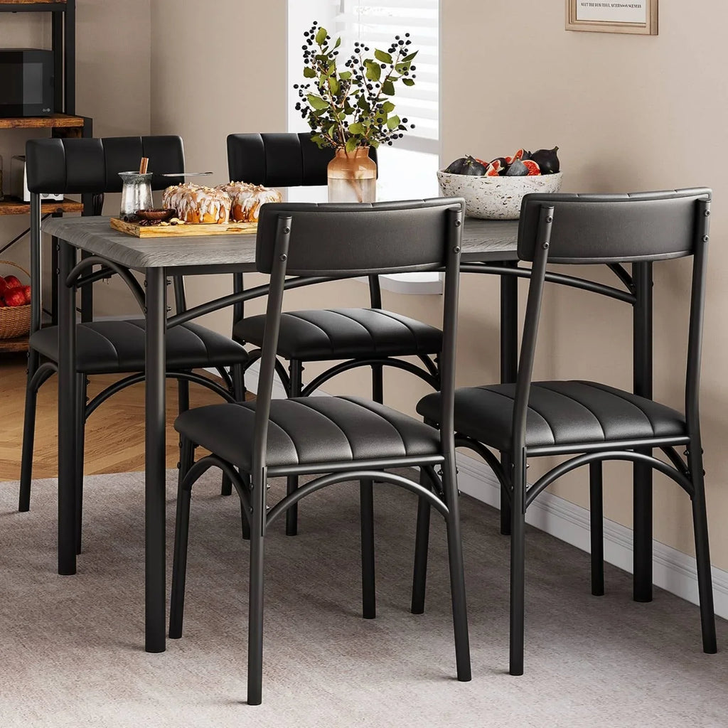 Ensemble table de salle à manger rectangulaire pour 4 avec chaises rembourrées