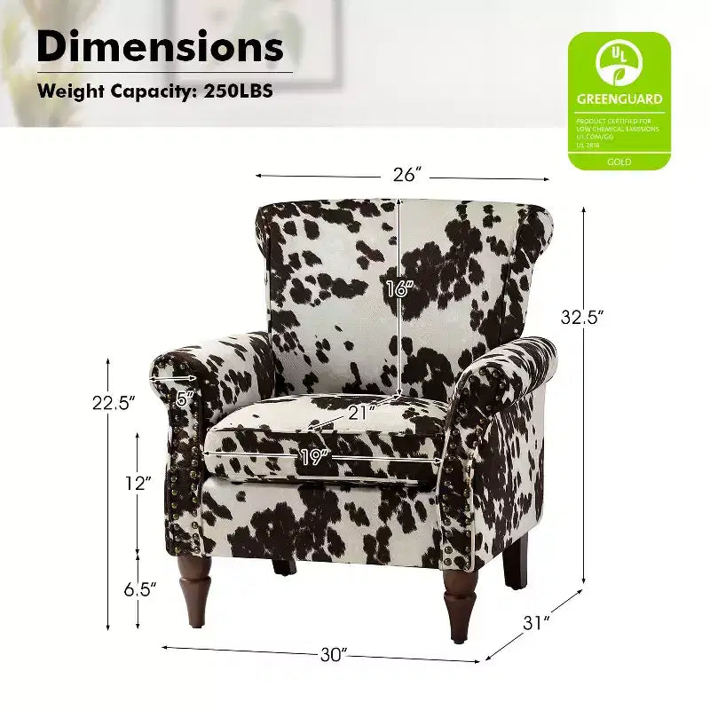 Fauteuil en bois traditionnel Araceli, rembourré à motifs floraux, avec dossier à oreilles et garniture cloutée | ART OF LIVING DESIGNS