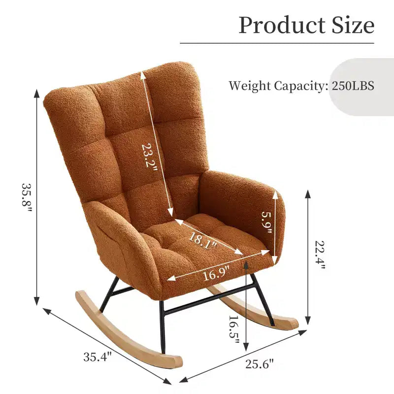 Fauteuil à bascule pour chambre d'enfant, Fauteuil à bascule pour salon pour l'allaitement, Fauteuils d'appoint confortables pour chambre à coucher, Fauteuils rembourrés en peluche Teddy pour l'intérieur