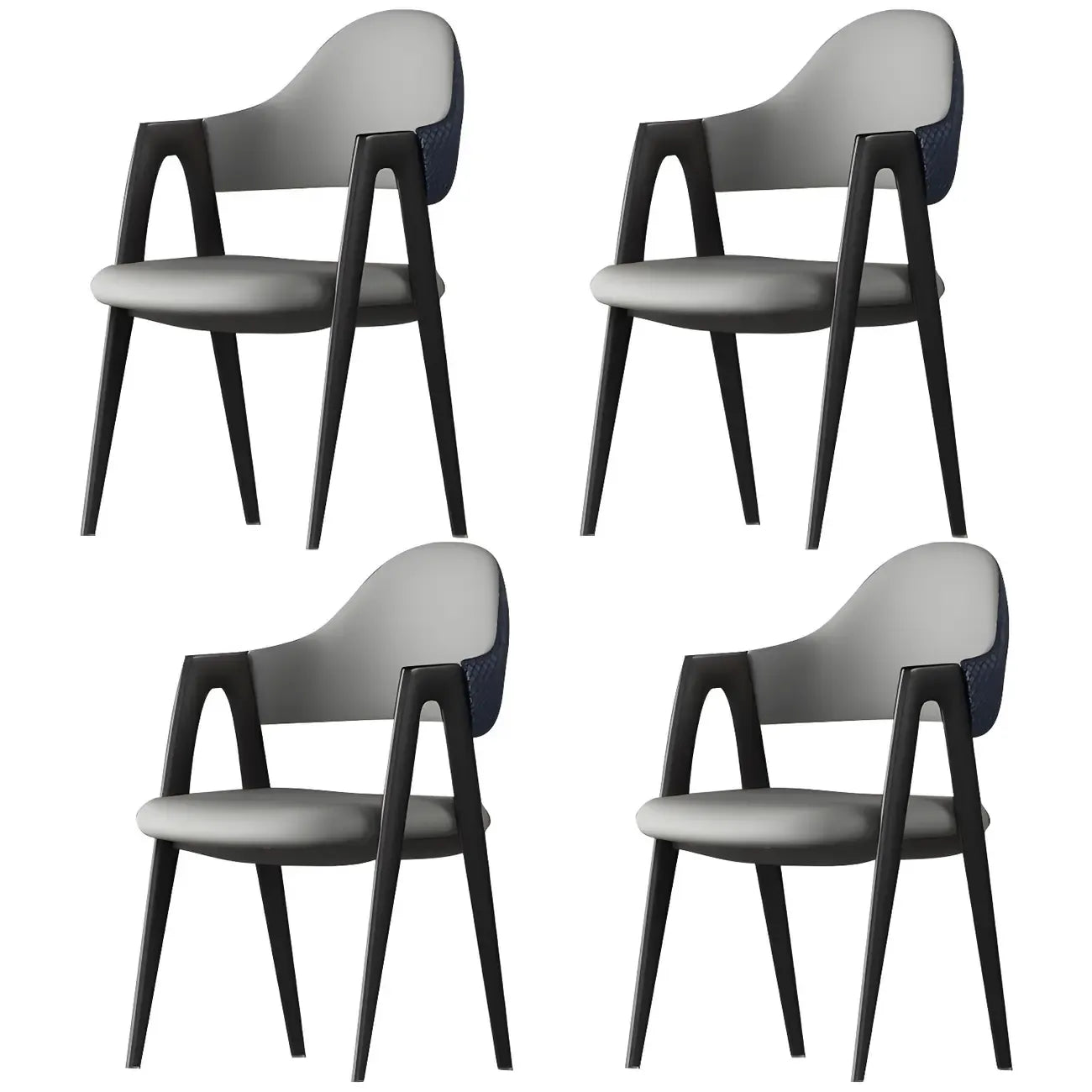 Chaise de salle à manger moderne en cuir à dossier ouvert et incurvé avec accoudoirs