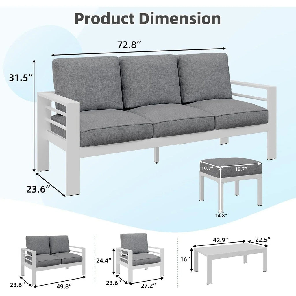 AECOJOY Ensemble de 7 Meubles de Jardin en Aluminium pour Extérieur