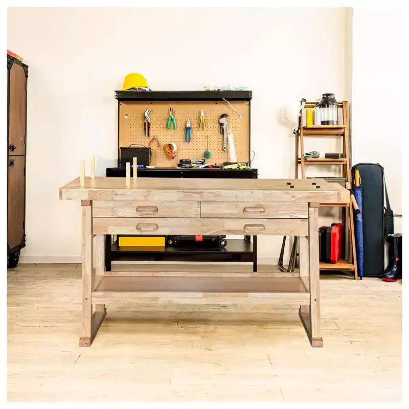 Établi en bois d'hévéa Olympia Tools 60, 4 tiroirs, capacité de 204 kg