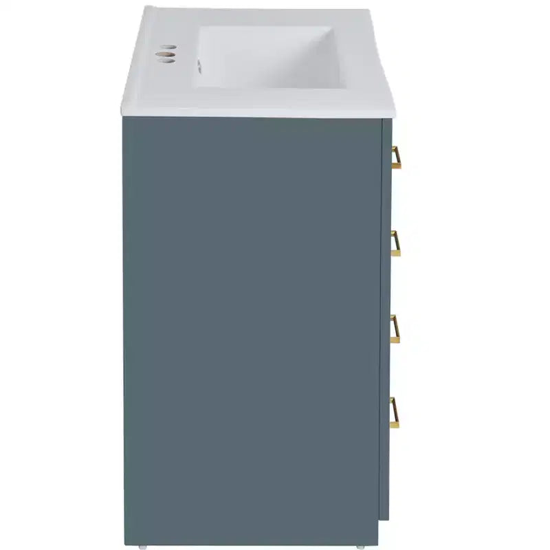 Meuble-lavabo simple de 30 po avec armoire et 3 tiroirs – Noir / Bleu / Vert / Indigo / Blanc