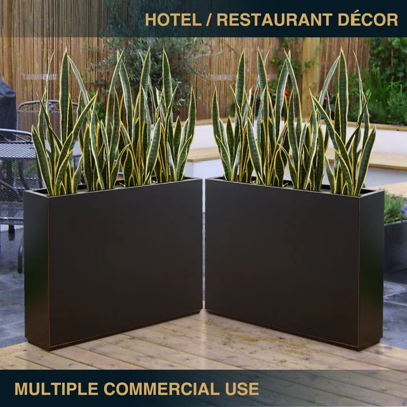 Jardinière Métallique Haute pour Plantes d'Extérieur, 38 po L x 10 po l x 30 po H, Longue et Haute Jardinière en Métal - 38x30x10