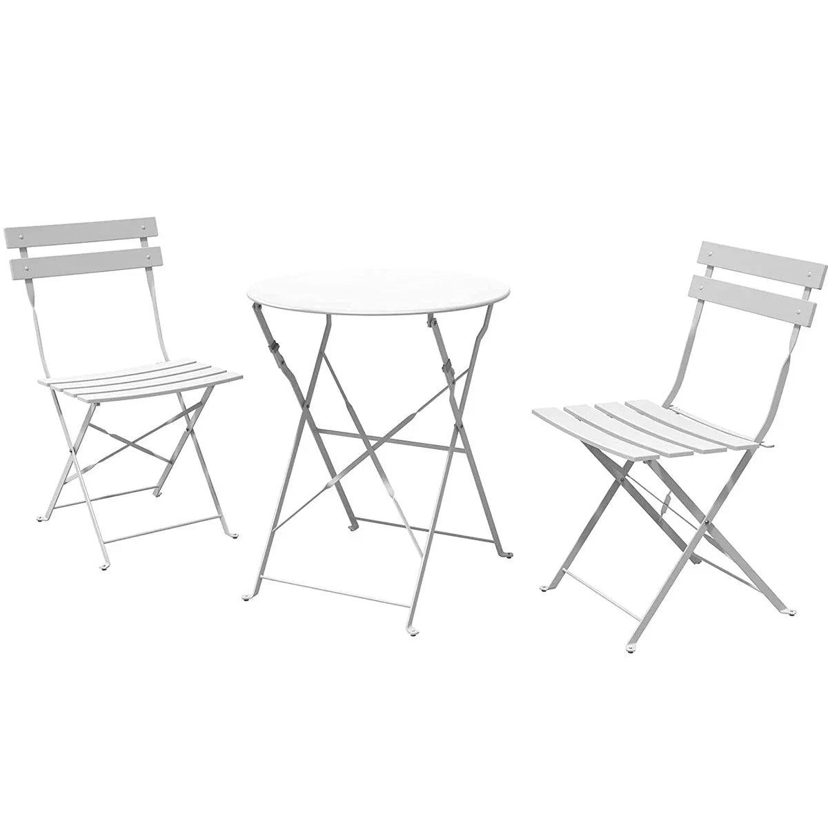Ensemble bistrot pliant en métal 3 pièces, salon de conversation intérieur/extérieur résistant aux intempéries pour patio, cour, jardin