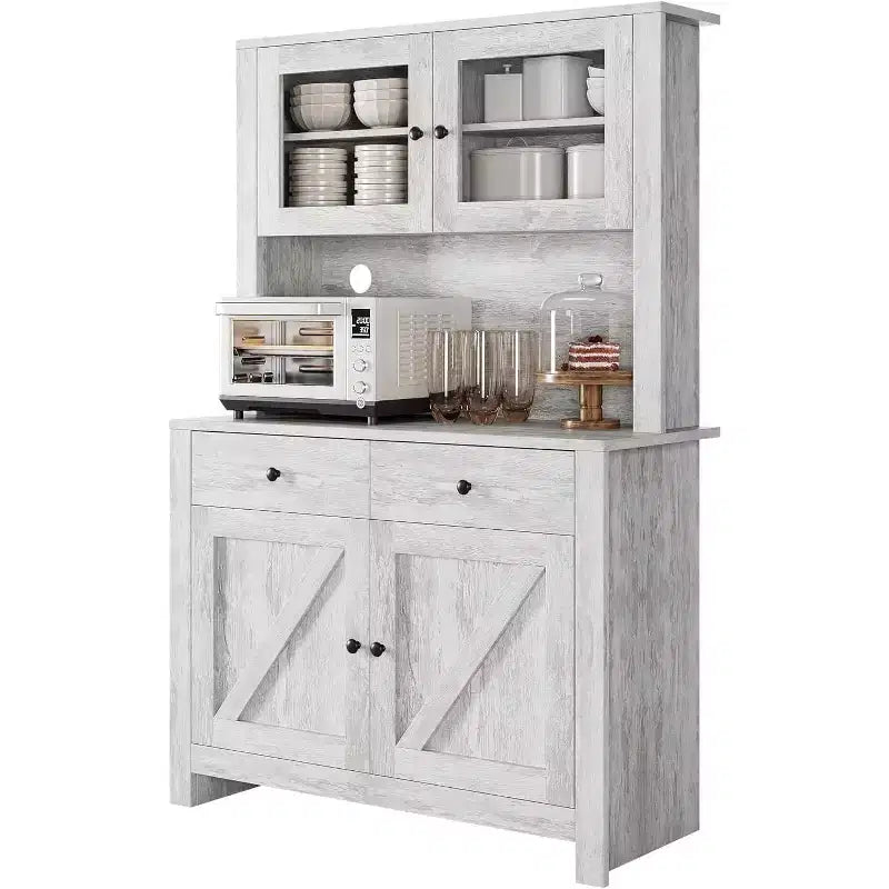 Armoire de cuisine avec support pour micro-ondes, armoire de type « hutch » avec buffet et étagères réglables, pour la cuisine et la salle à manger