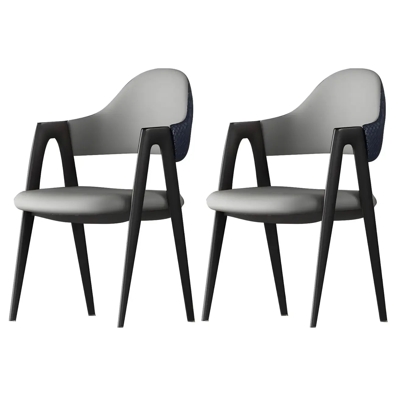 Chaise de salle à manger moderne en cuir à dossier ouvert et incurvé avec accoudoirs