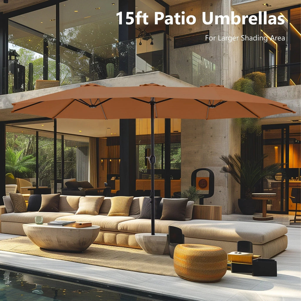 MAISON ARTS Grand Parasol Double Face de 4,5 m avec Base Incluse pour Patio
