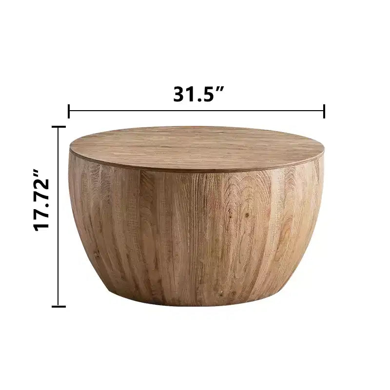 Table basse de rangement ronde et rétro en bois, adaptée au salon, à la salle à manger ou au bureau.