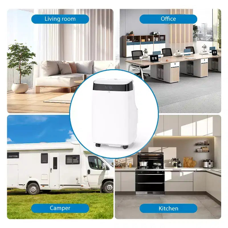 Climatiseur portable 10 000 BTU, Climatiseur de maison avec télécommande pour pièce jusqu'à 42 m², fonctions 3-en-1/minuterie 24h/roulettes