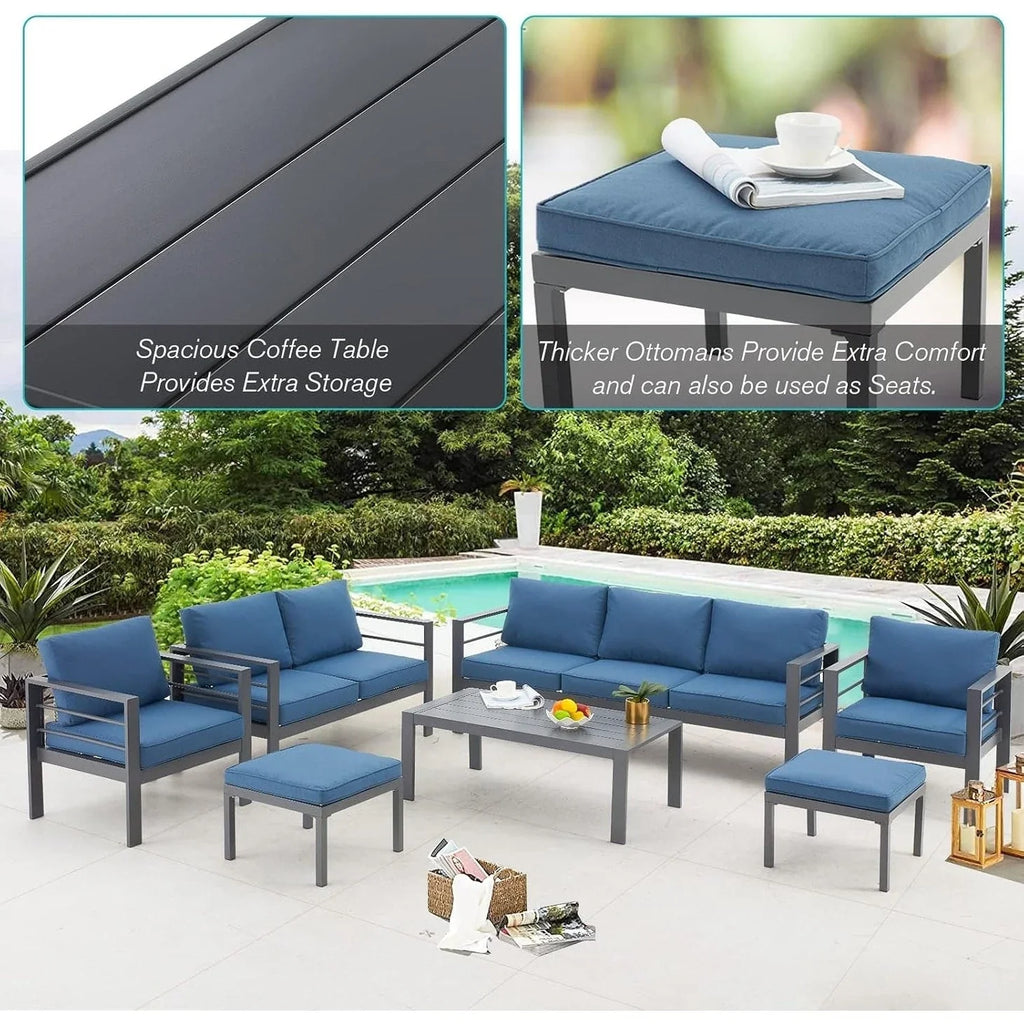AECOJOY Ensemble de 7 Meubles de Jardin en Aluminium pour Extérieur
