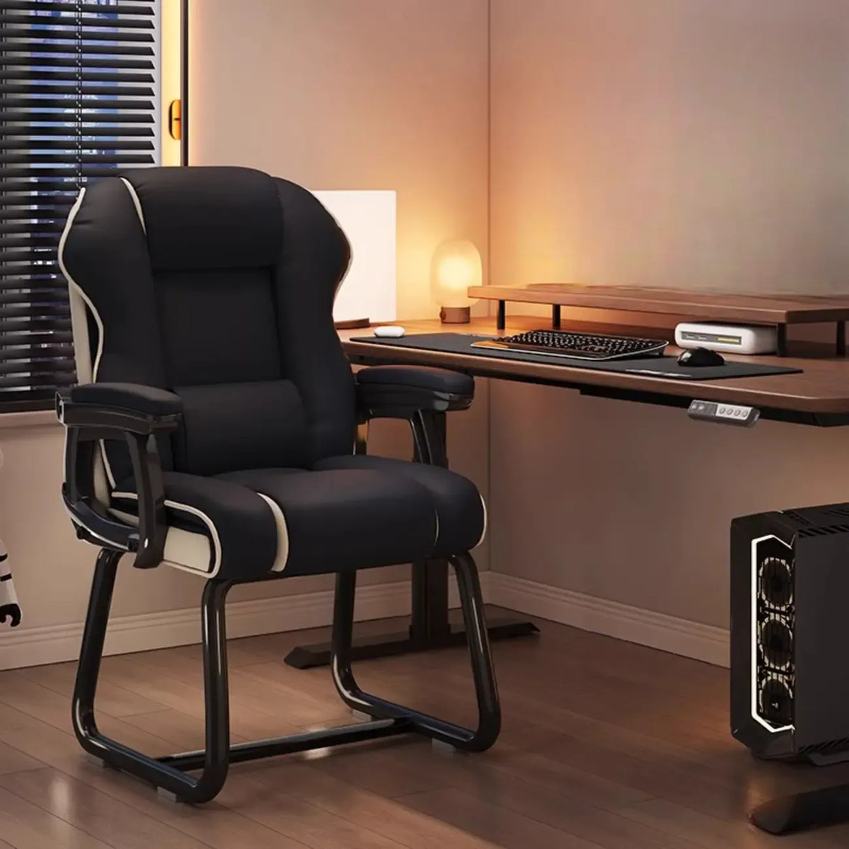 Fauteuil de direction ergonomique en cuir jaune à dossier haut