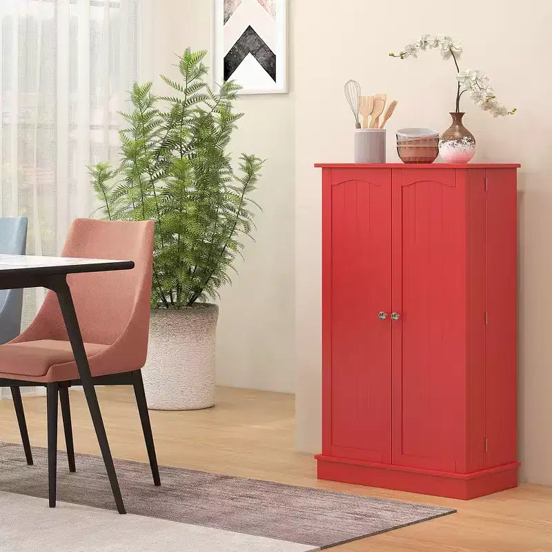HOMCOM Meuble de cuisine 41, Armoire de cuisine à 2 portes avec 5 étagères de rangement, 12 porte-épices et étagères réglables pour salle à manger