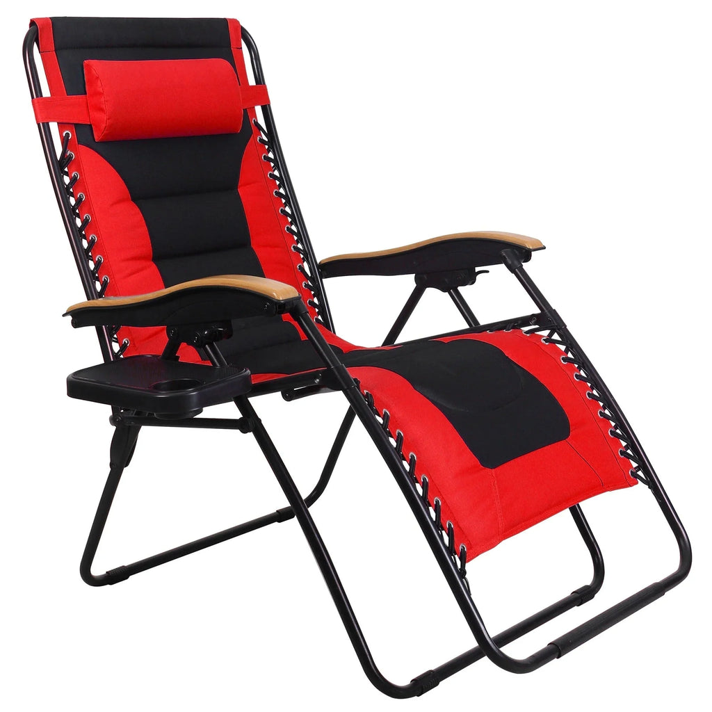 Fauteuil de relaxation zéro gravité XL surdimensionné rembourré avec accoudoirs plus larges et porte-gobelet réglable - N/A