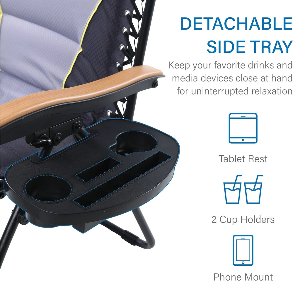 Fauteuil de relaxation zéro gravité XL surdimensionné rembourré avec accoudoirs plus larges et porte-gobelet réglable - N/A