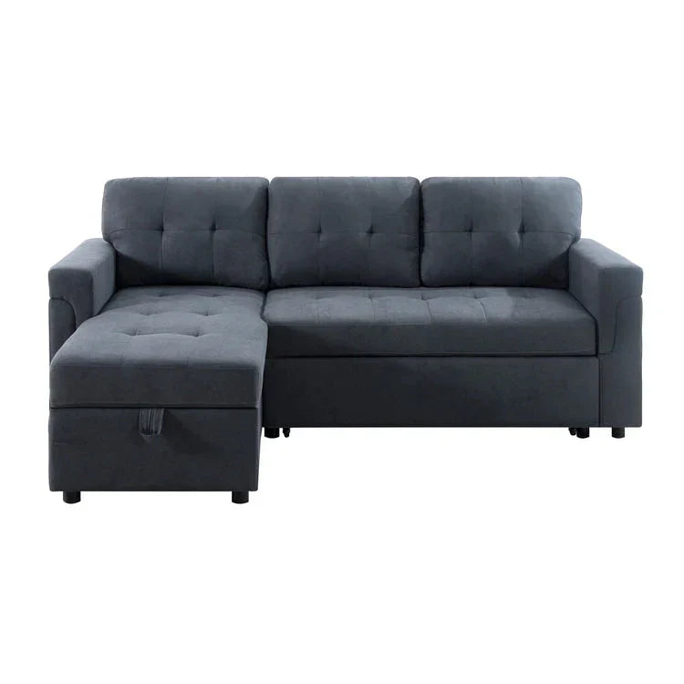 Canapé d'angle réversible convertible avec lit gigogne, méridienne de rangement et pieds durables