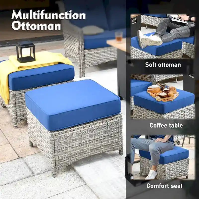 Ensemble de conversation de jardin 9 pièces XIZZI avec fauteuil pivotant