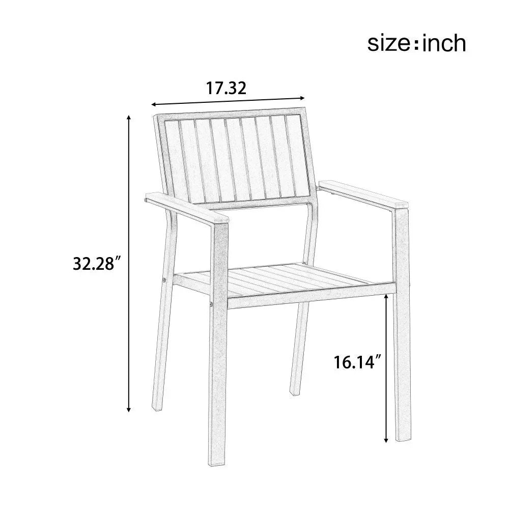 Ensemble de salle à manger d'extérieur moderne de 7 pièces avec six chaises et une table extensible pour terrasse