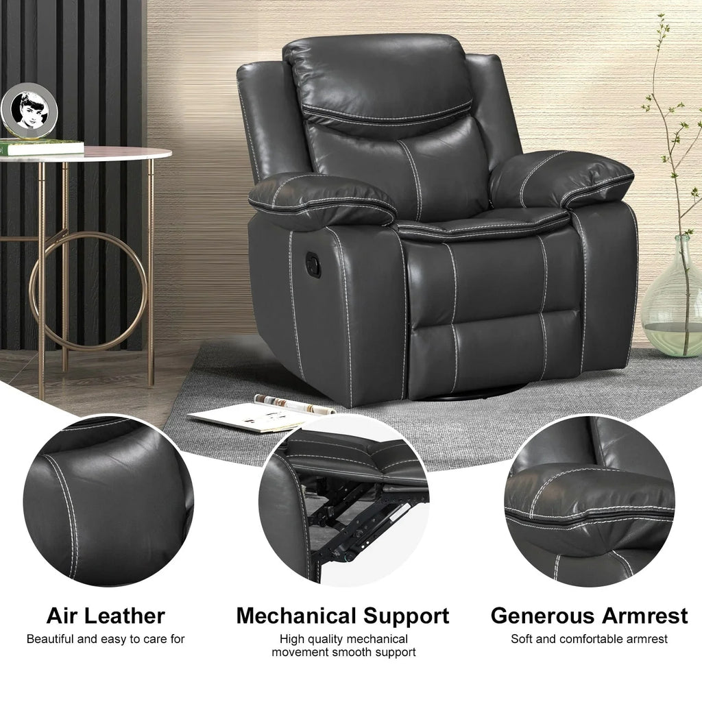 Fauteuil inclinable massant et chauffant en cuir, assise large et durable
