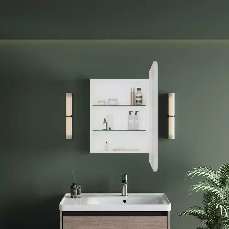 Armoire à pharmacie LED noire / blanche / dorée, porte simple, charnière à gauche ou à droite, encastrée ou murale