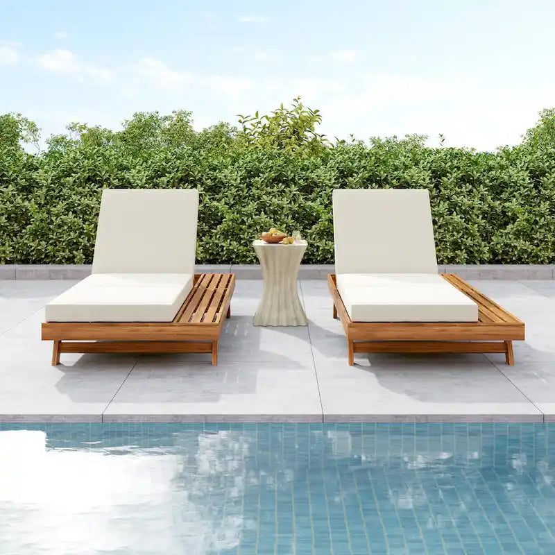 Christopher Knight Home - Ensemble de 2 chaises longues Michael en acacia pour l'extérieur