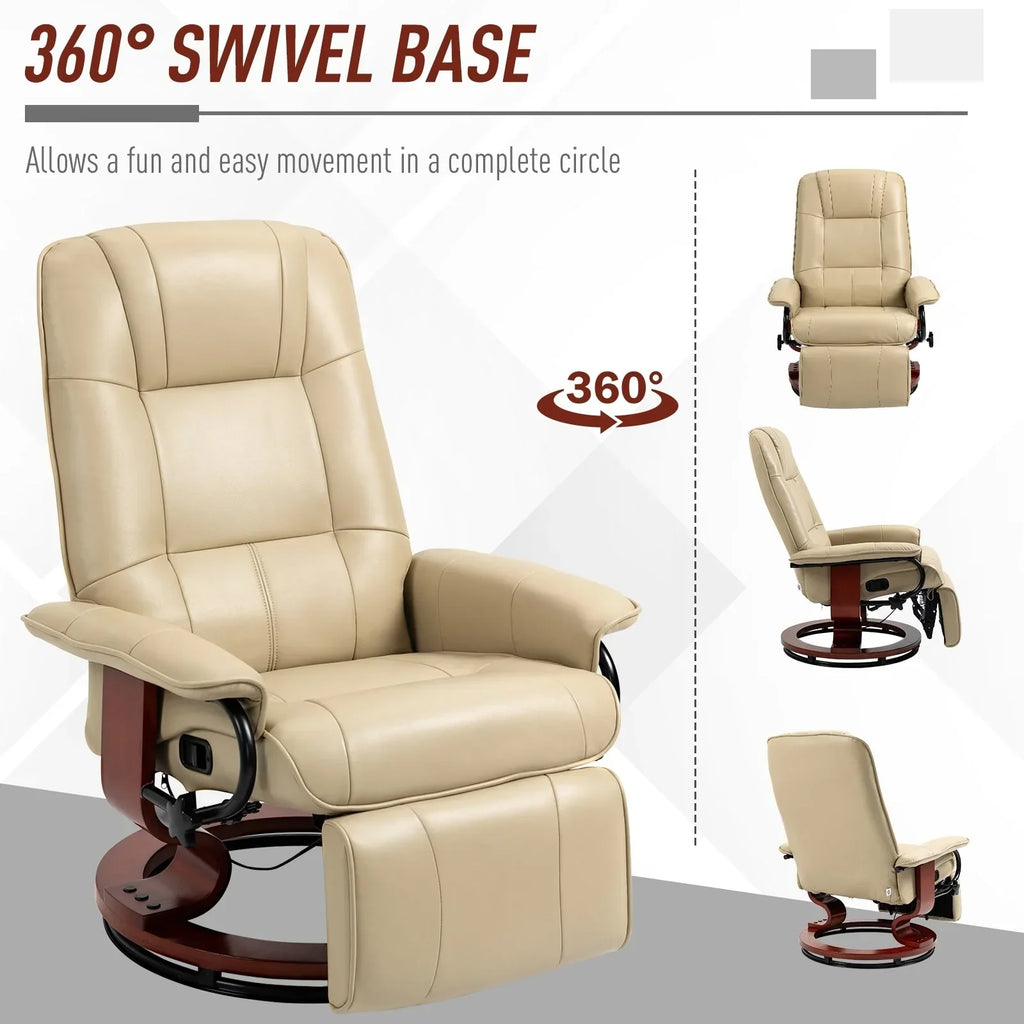 Fauteuil inclinable manuel pivotant en similicuir HomCom avec repose-pieds confortable et relaxant