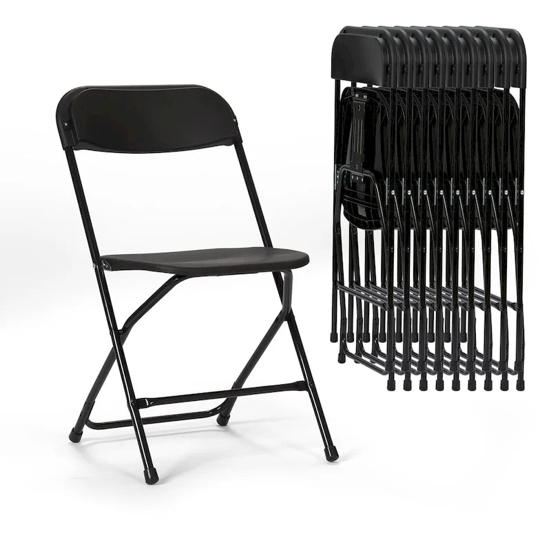 Chaise pliante en plastique, lot de 10, capacité de 158 kg pour événements, bureau, mariage, fête, pique-nique, cuisine, salle à manger