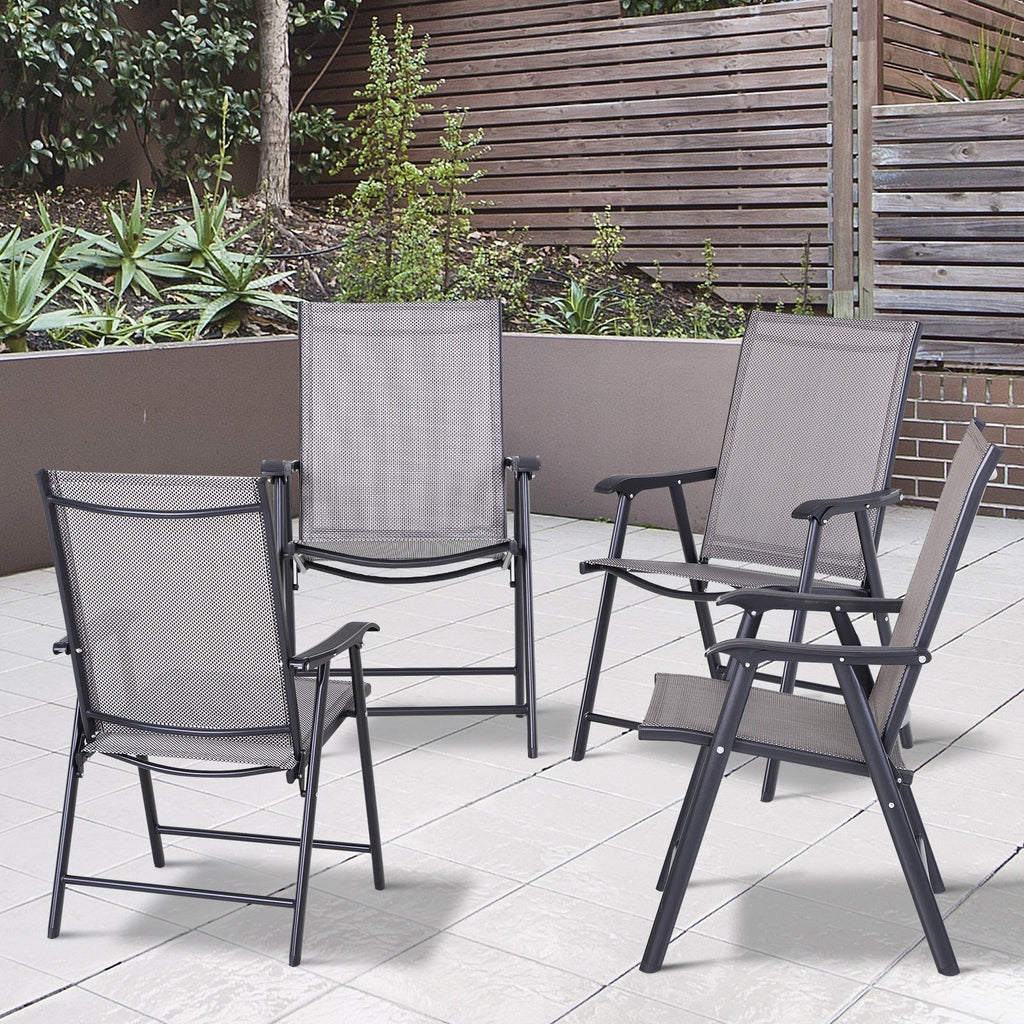 Lot de 4 chaises pliantes Outsunny au design simple et élégant, confortables pour la terrasse, le jardin et les voyages