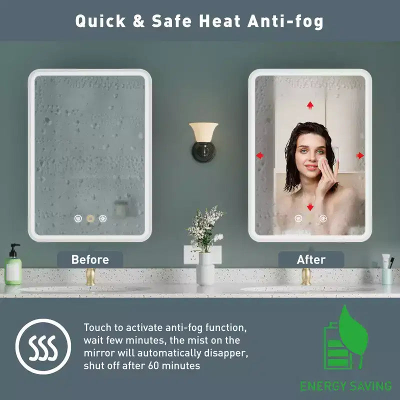 Armoire à pharmacie LED noire / blanche / dorée, porte simple, charnière à gauche ou à droite, encastrée ou murale
